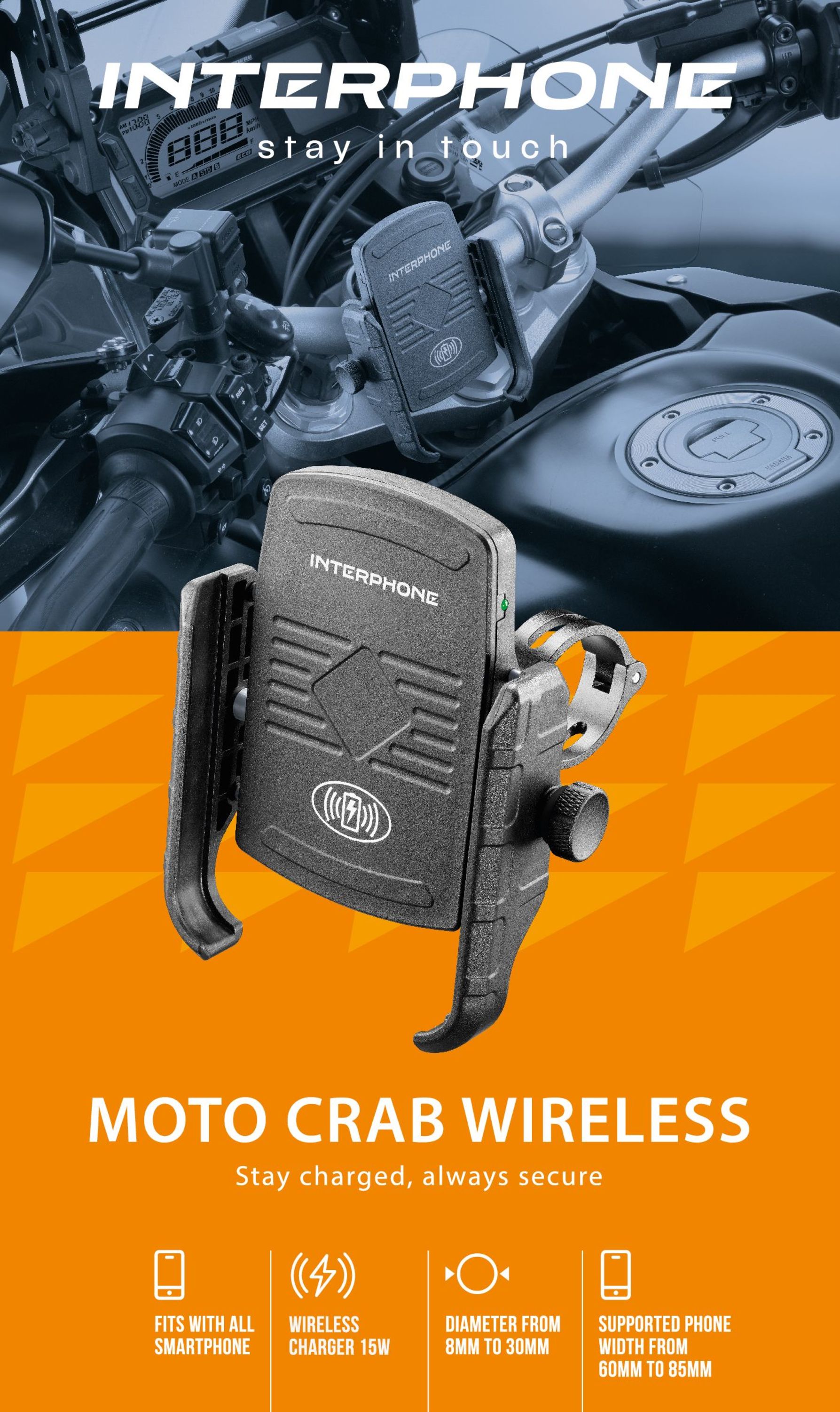 Handyhalter bis 6,2" Kabellos Laden Interphon